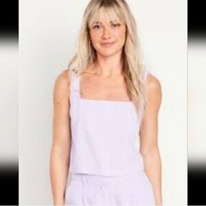 Old Navy Sleeveless Linen-Blend Crop Tank Top, lavender, size Large